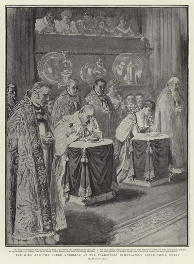 The King and Queen Kneeling at the Faldstools Immediately After Their Entry by William Small